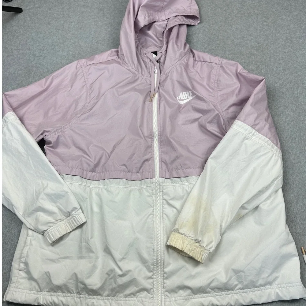 Nike Womens Windrunner Hooded Windbreaker Jacket Purple White Size XL